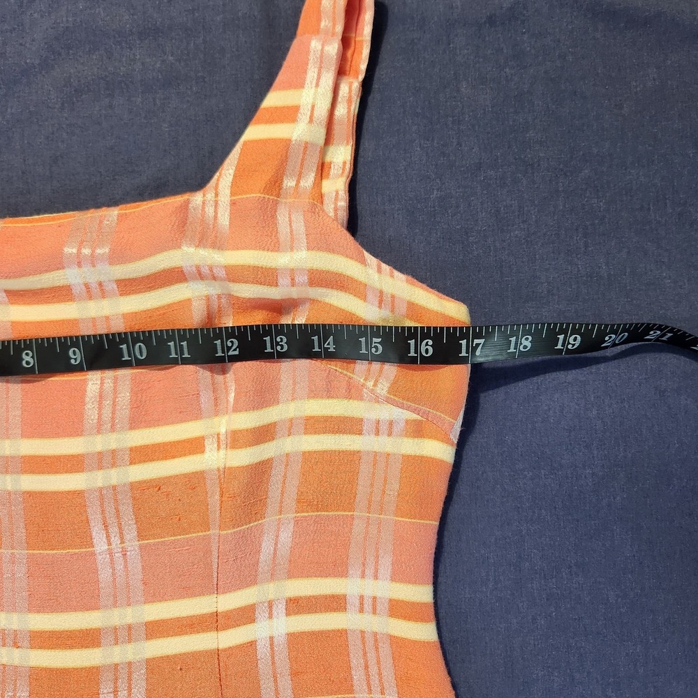 VTG 90s A Fortiori Coral Plaid Sleeveless Mini Sheath Dress S/M* - Picture 6 of 9
